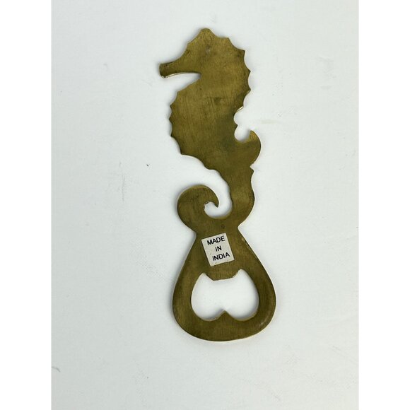 Vintage‎ Sea Horse Bottle Opener Solid Brass Metal Mermaid Core Barware - Picture 5 of 7